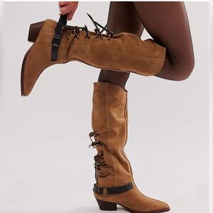 New Free People Back-lace Sway Low Slouchy Western Boots 7.5